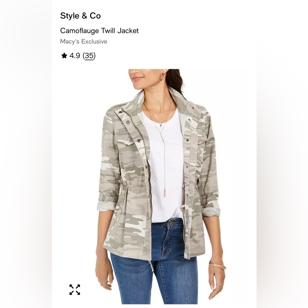 Style & Co. Gray Camouflage Utility Jacket - Size 0X equal to size 16-18